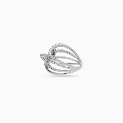 18K White Gold Ring With Natural Diamond Stones