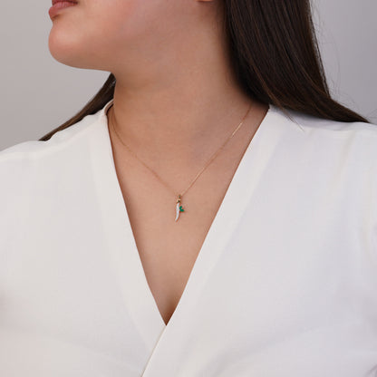 18k Yellow Gold 'ALIF' Necklace with Natural Diamonds & Agate | Horoufi Diamond Collection