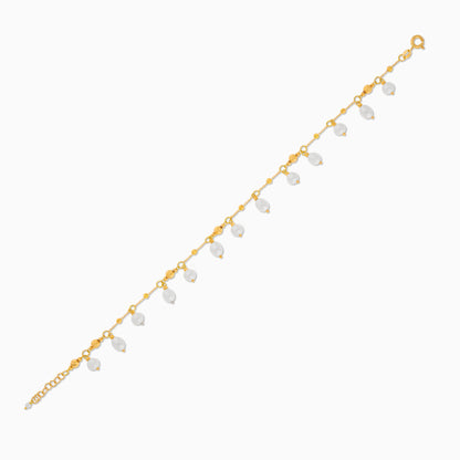 Elegant 18K Yellow Gold Pearl Anklet – Danah Collection