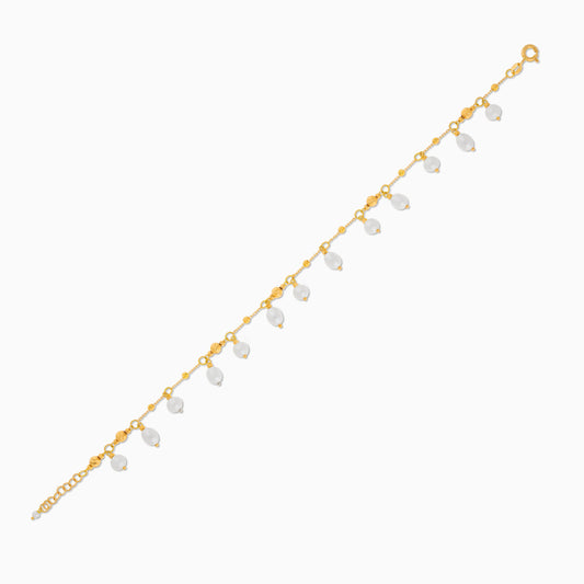 Elegant 18K Yellow Gold Pearl Anklet – Danah Collection