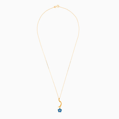 18k Yellow Gold Kids Necklace with ‘Raa’ Letter & Turquoise Flower | Horoufi Kids Collection