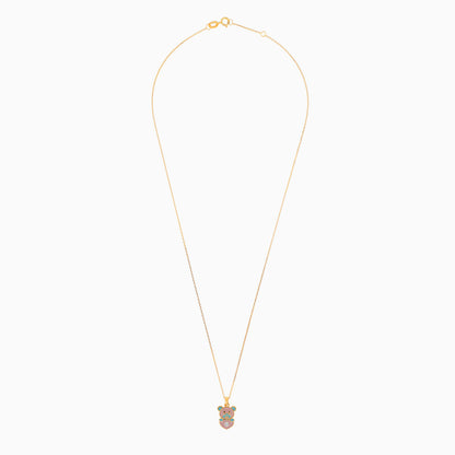 18k Yellow Gold Bear Necklace with Natural Diamond & Enamel | Dalia Kids Collection