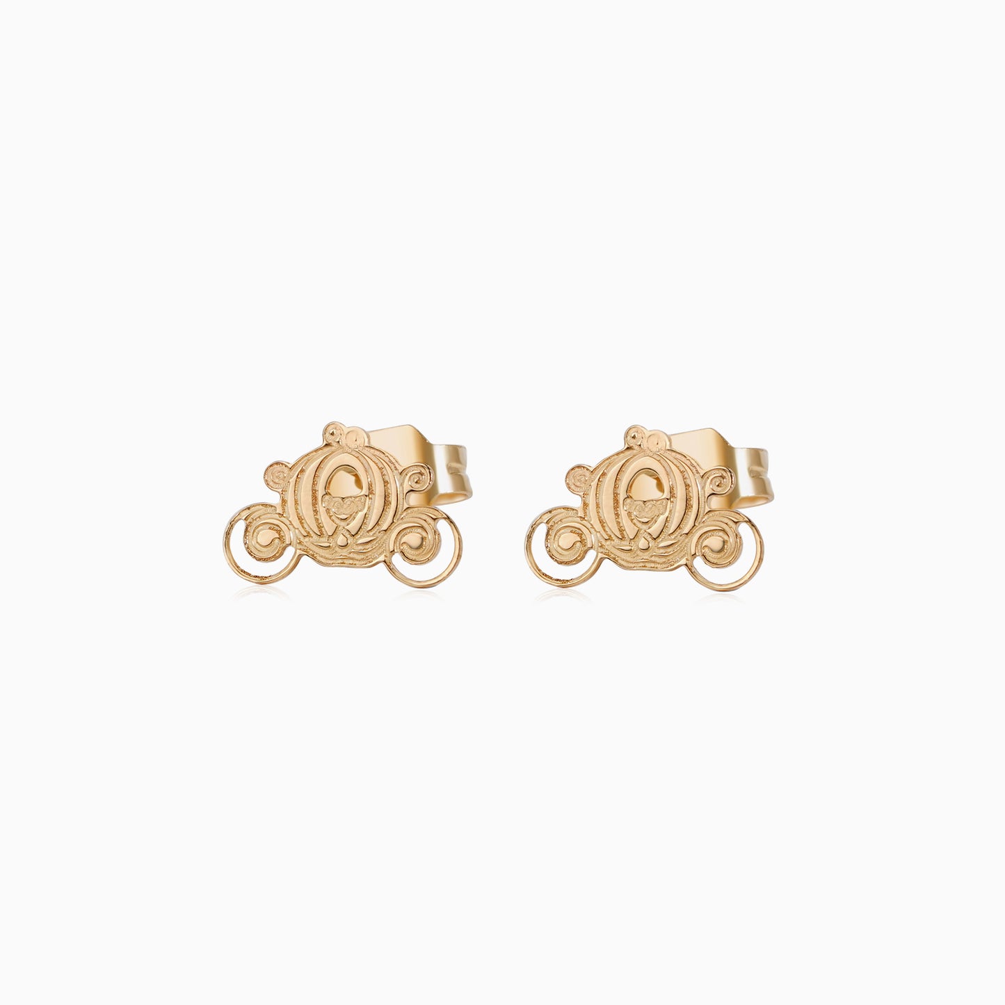18k Yellow Gold Disney Princess Cinderella Carriage Earrings for Kids | Disney Collection