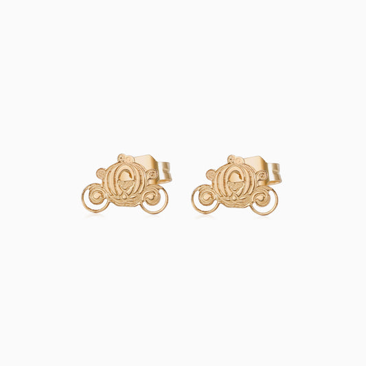 18k Yellow Gold Disney Princess Cinderella Carriage Earrings for Kids | Disney Collection