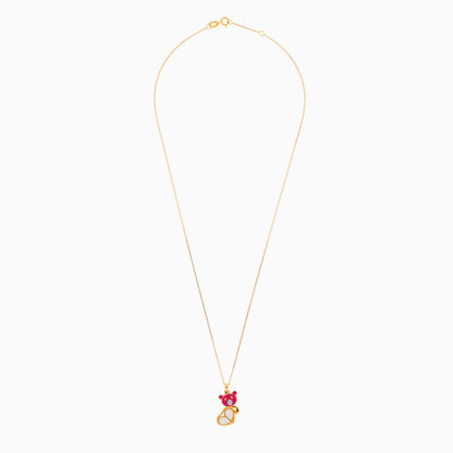 18k Yellow Gold Bear Pendant Necklace with Enamel & Natural Diamond | Dalia Kids Collection