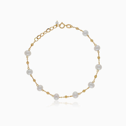 18K YELLOW GOLD BRACELET DECORATED WITH PEARLS