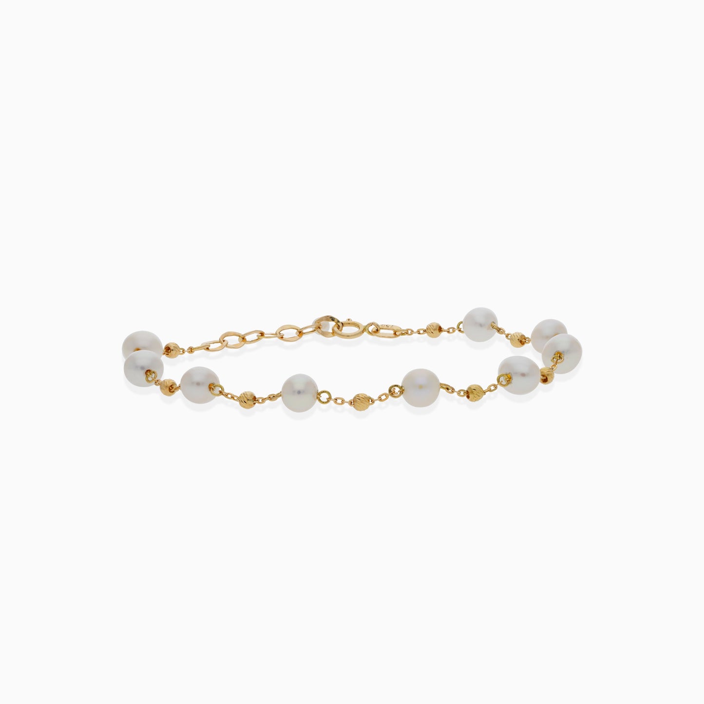 18K YELLOW GOLD BRACELET DECORATED WITH PEARLS