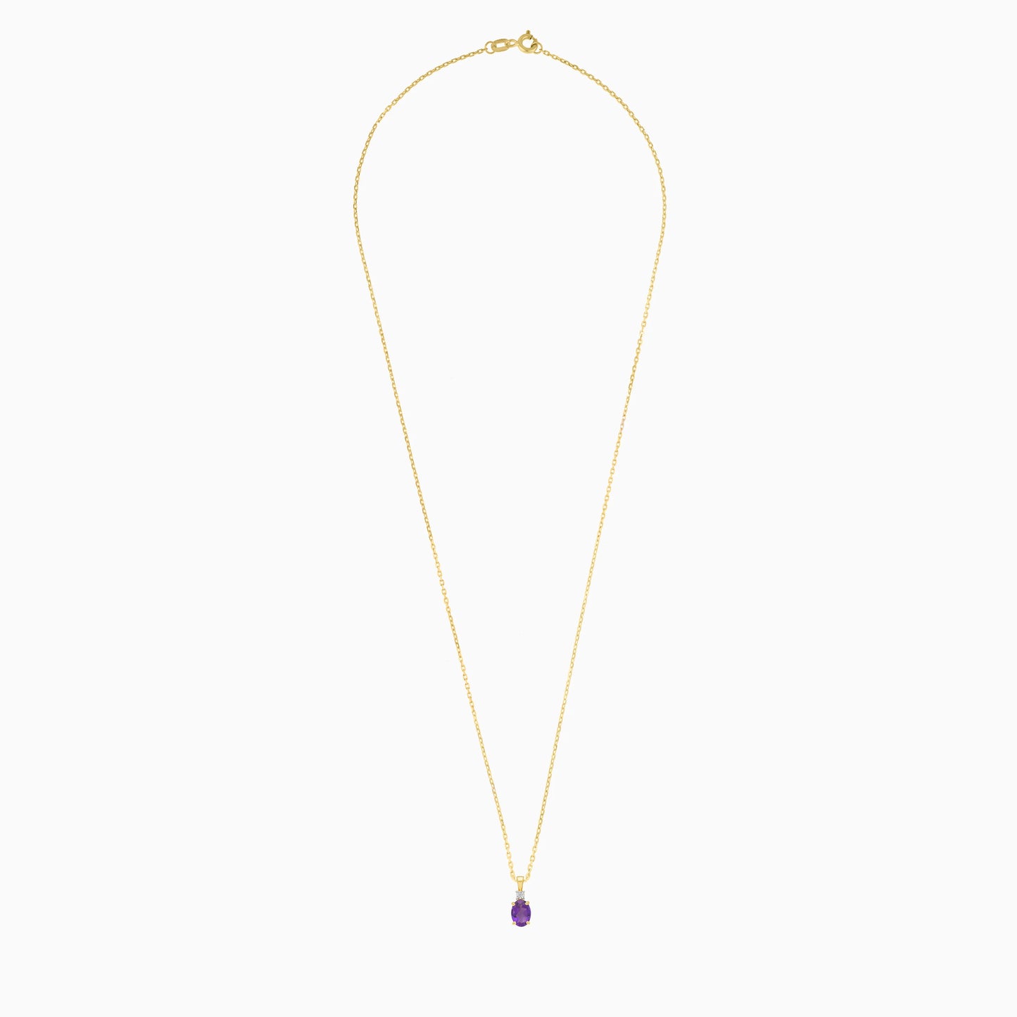 18k yellow gold necklace adorned with natural diamond and Amethyst | Colour Classic