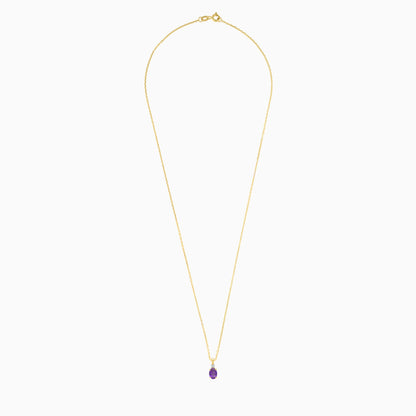 18k yellow gold necklace adorned with natural diamond and Amethyst | Colour Classic