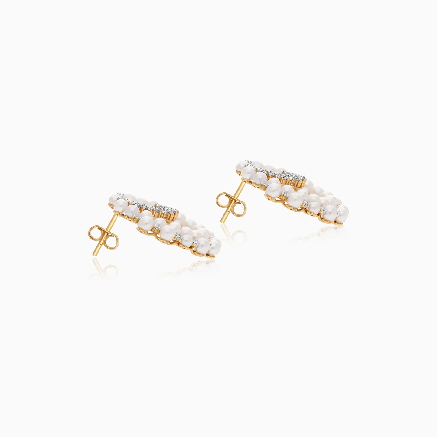 18K Yellow Gold Earrings Featuring Pearls and Zircon Stones from the Danah Collection