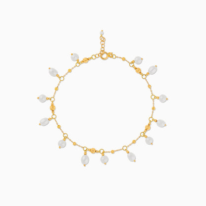 Elegant 18K Yellow Gold Pearl Anklet – Danah Collection