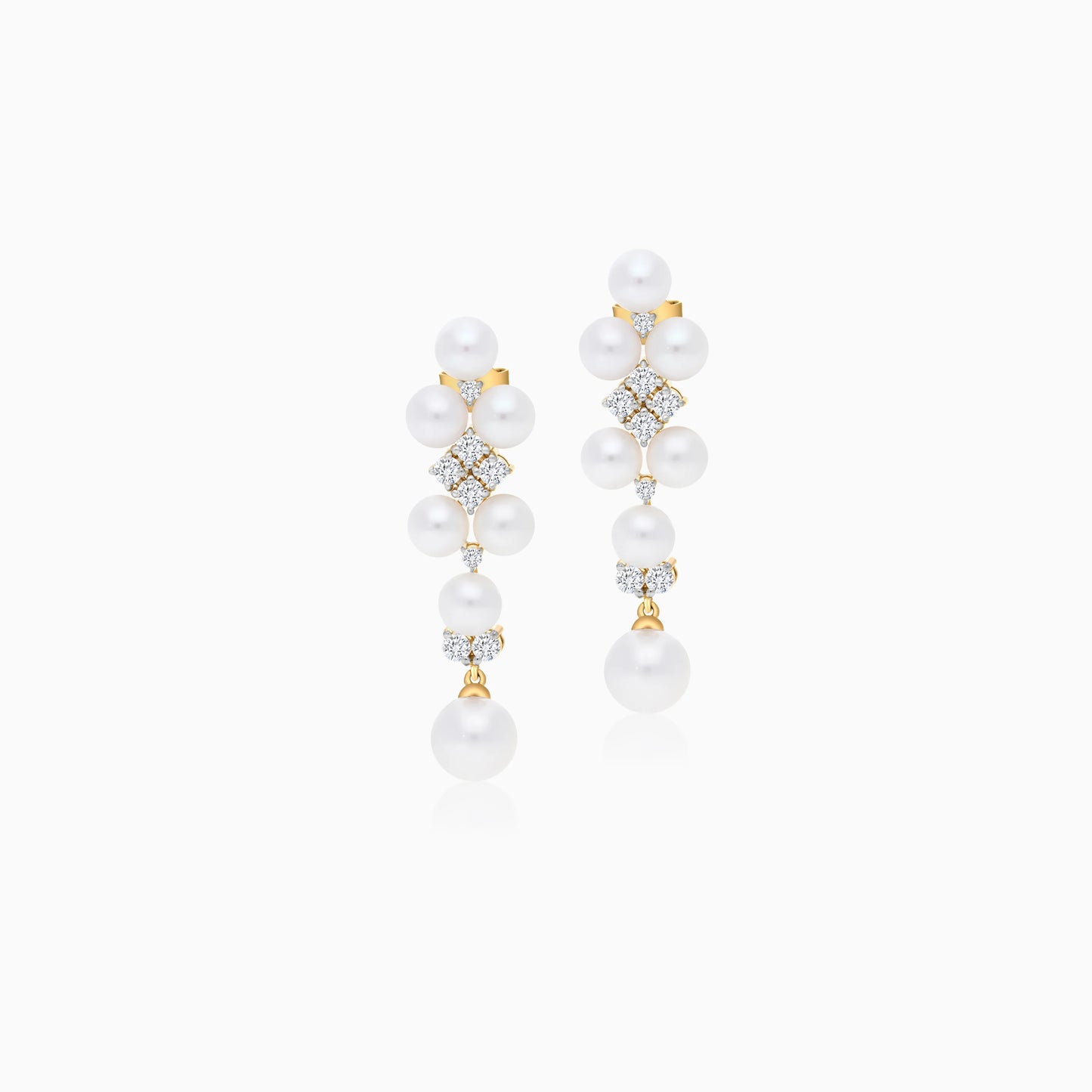 18K Yellow Gold Pearl Earrings with Zircon – Danah Collection