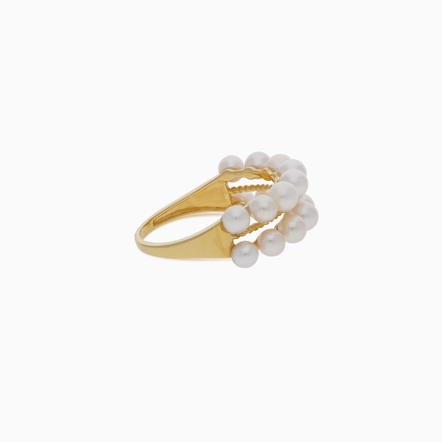 18K YELLOW GOLD RING WITH PEARLS