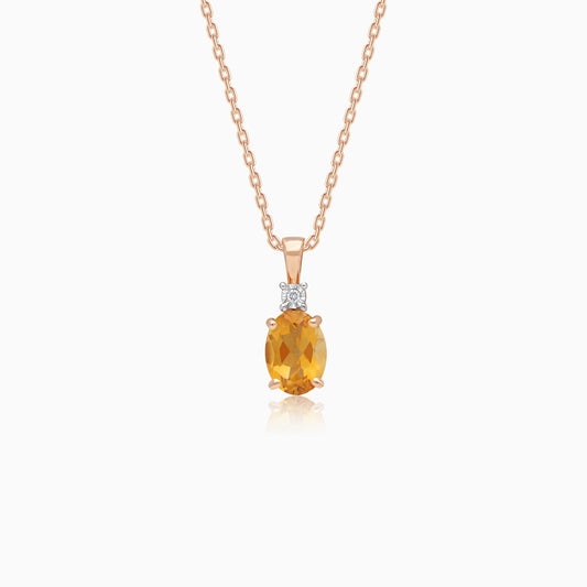 18k Rose Gold Necklace Featuring Citrine & Natural Diamond – Colour Classic Collection