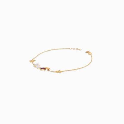 Arabic Meem Bracelet in 18K Gold with Natural Diamonds & Garnet | Horoufi Diamond Collection
