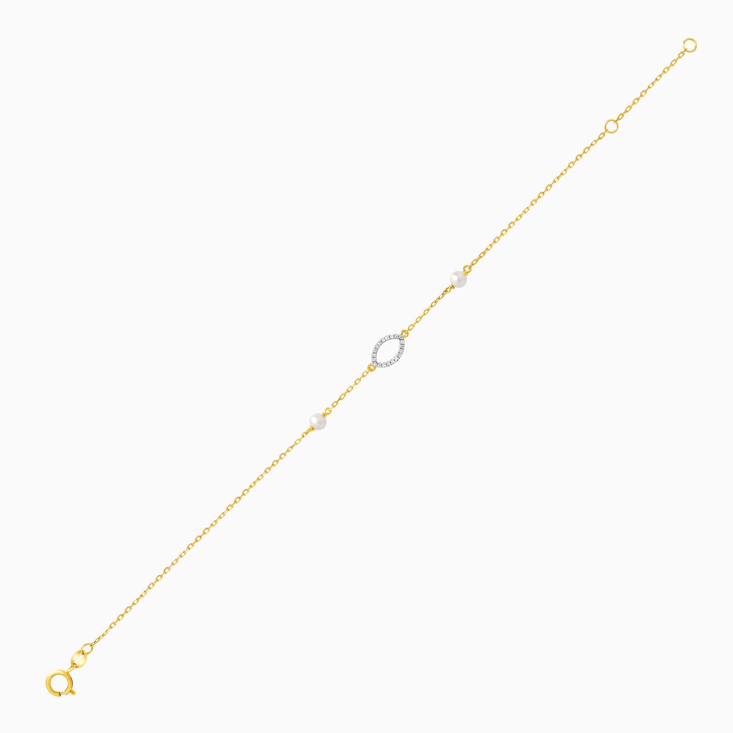 سوار بيضاوي من الذهب الأصفر عيار 18 قيراطًا مرصع بالألماس واللؤلؤ - مجموعة دانا