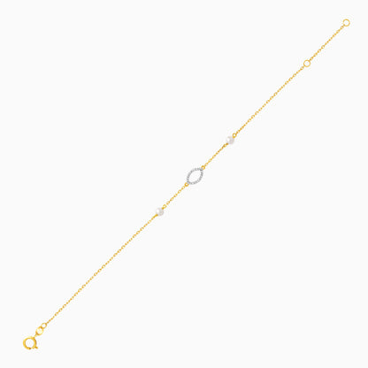 سوار بيضاوي من الذهب الأصفر عيار 18 قيراطًا مرصع بالألماس واللؤلؤ - مجموعة دانا