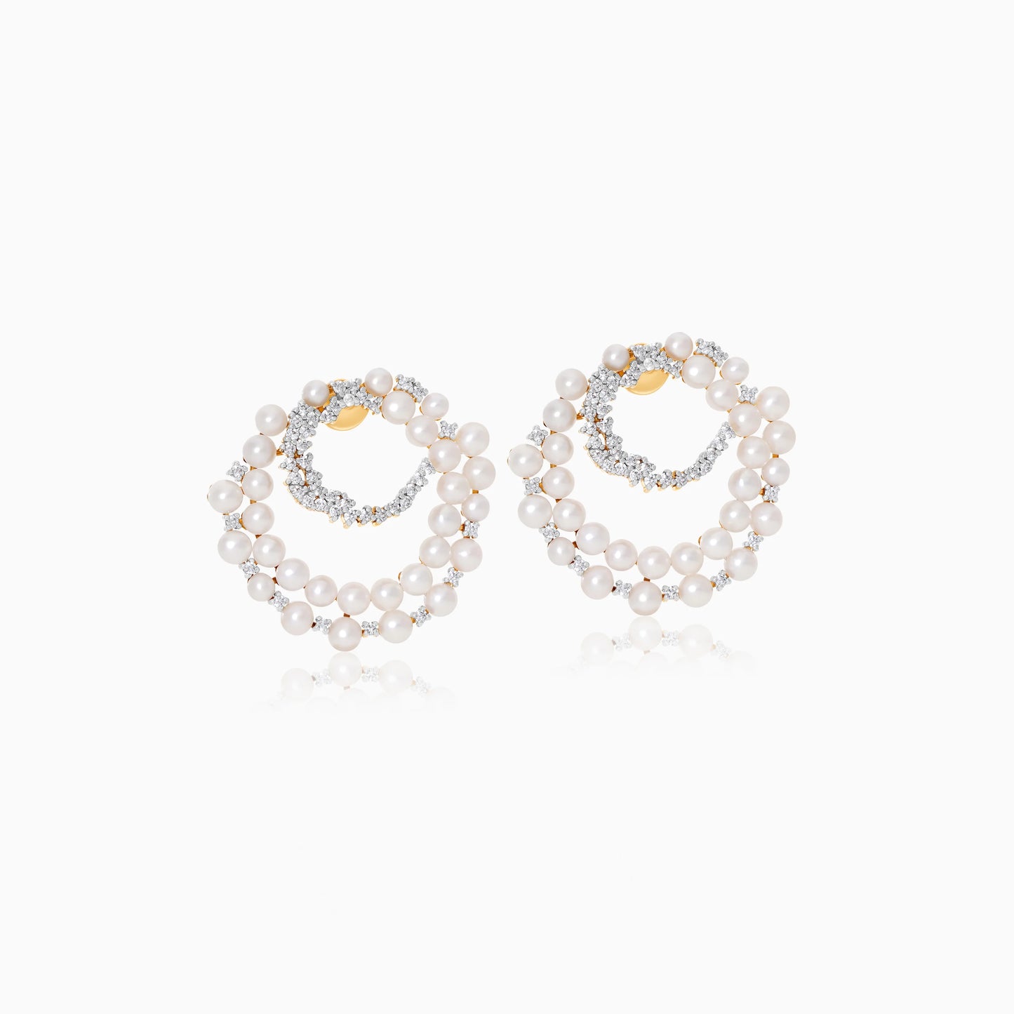 18K Yellow Gold Earrings Featuring Pearls and Zircon Stones from the Danah Collection