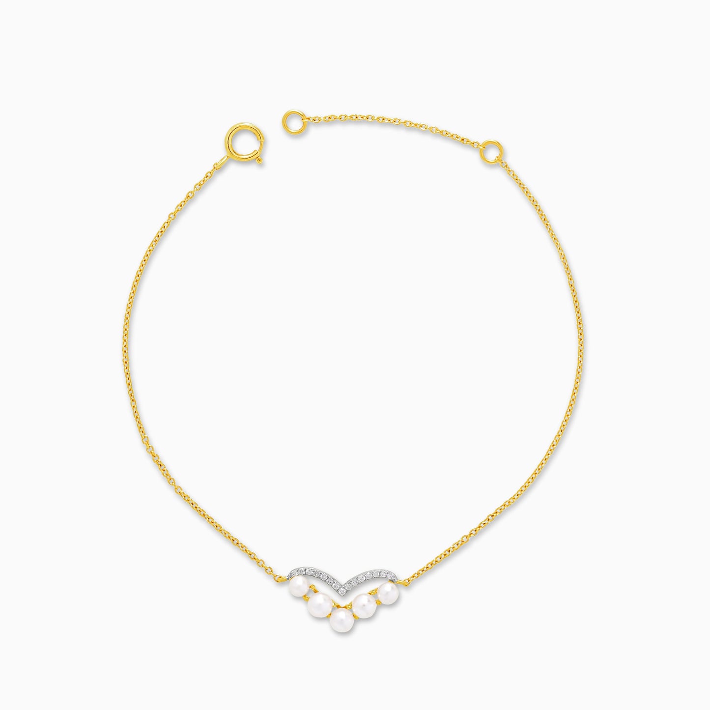 سوار من الذهب الأصفر عيار 18 قيراطًا مرصع بالألماس واللؤلؤ - مجموعة دانا