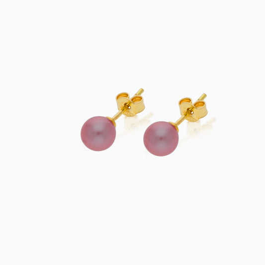 18K YELLOW GOLD EARRING WITH LAVENDER PEARL