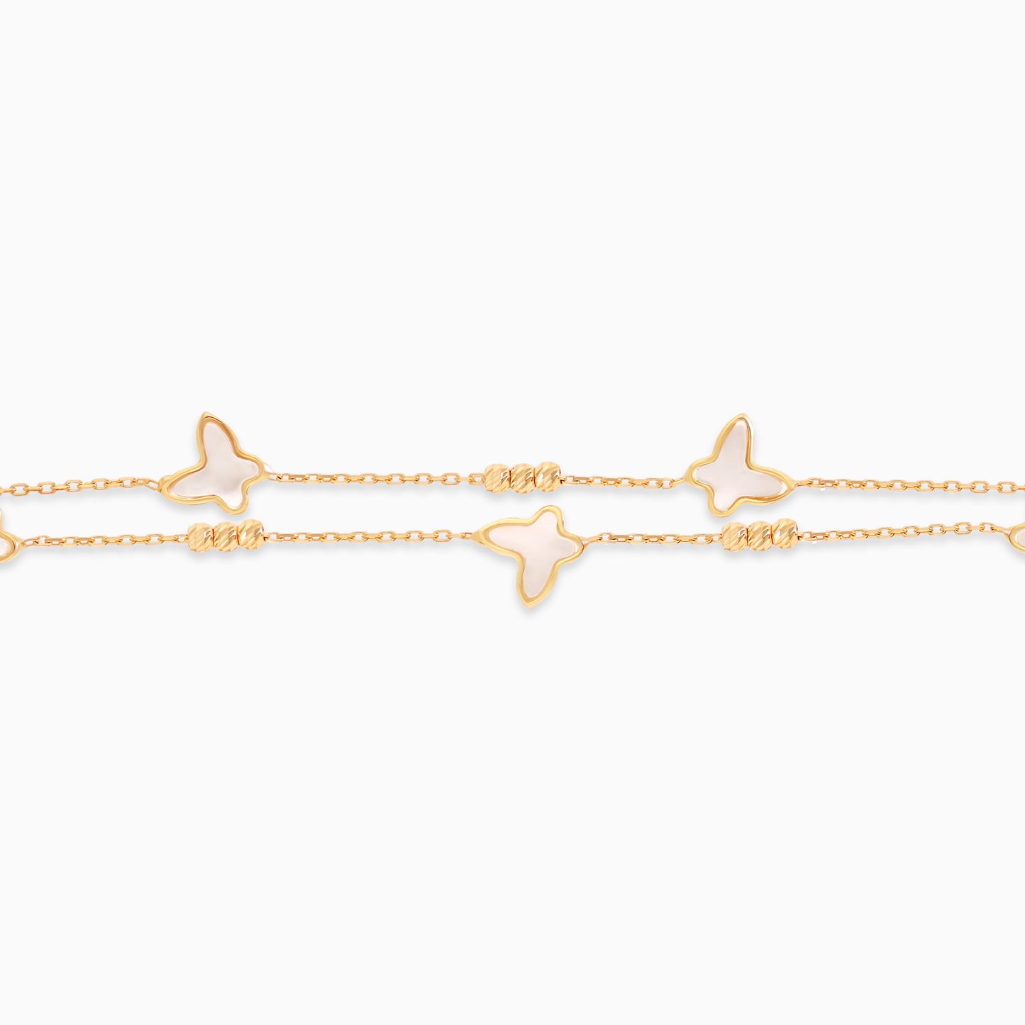 18K Yellow Gold Two-Layer Butterfly Bracelet with Mother of Pearl – Eclat Collection