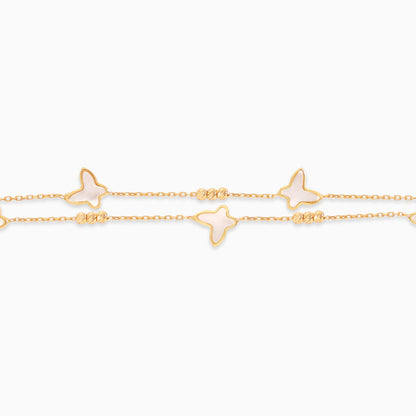 18K Yellow Gold Two-Layer Butterfly Bracelet with Mother of Pearl – Eclat Collection