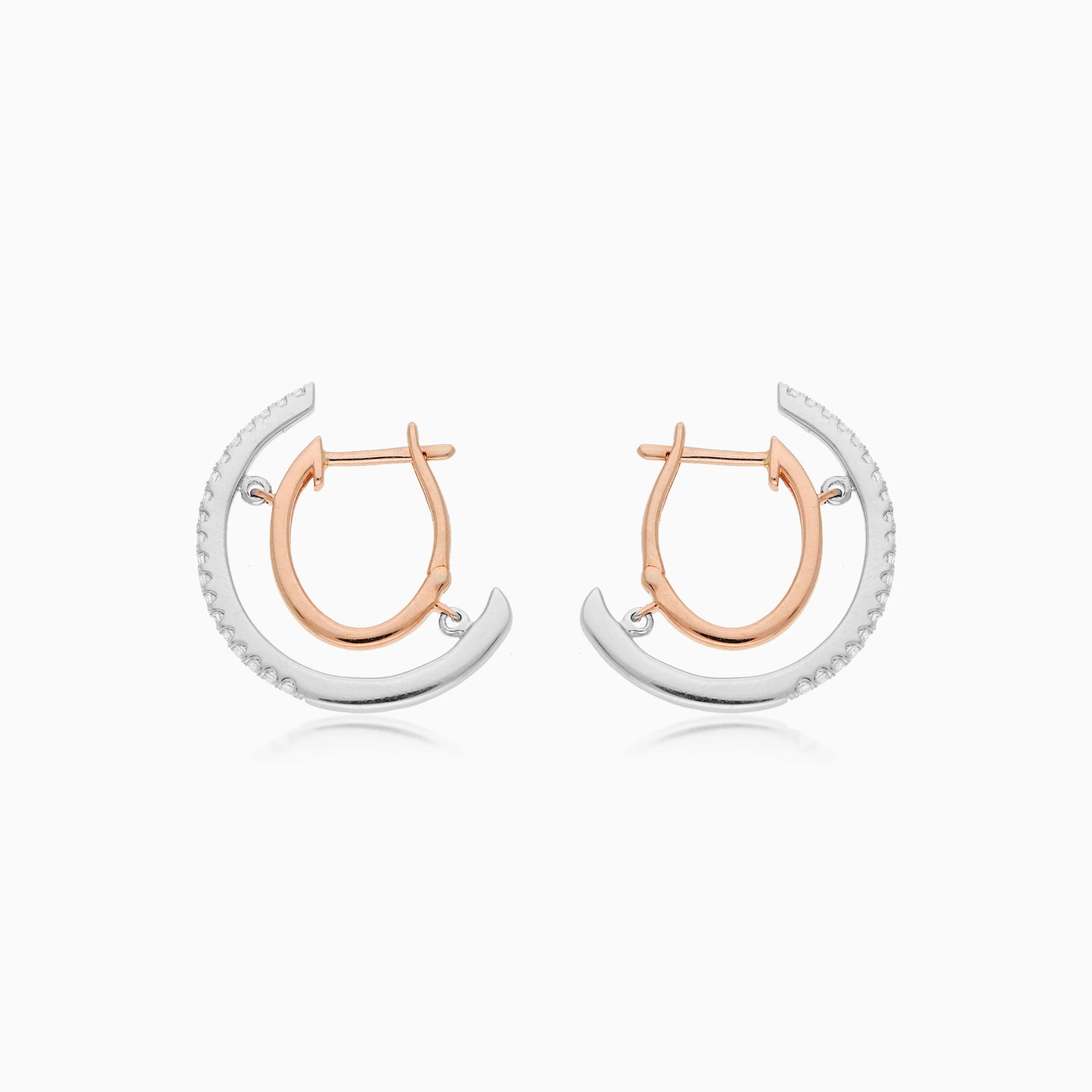 أقراط من الذهب الوردي عيار 18 قيراطًا والبلاتين مزينة بأحجار الماس الطبيعي - مجموعة إيفارا