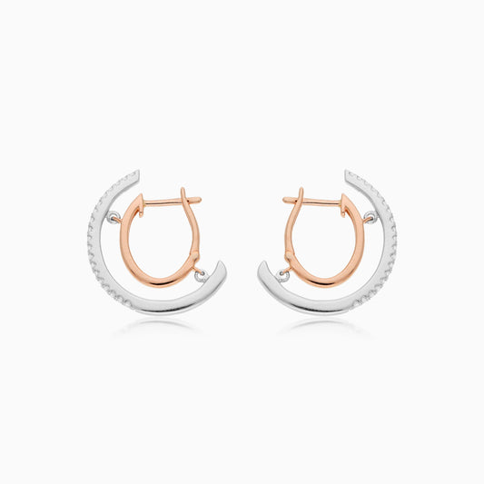 18K Rose Gold and Platinum Earrings decorated with natural diamond stones - Evara Collection