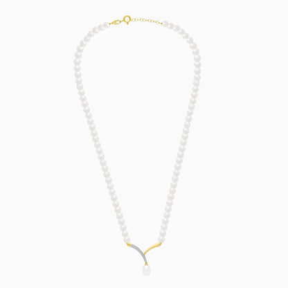 18k Yellow Gold Pearl Necklace with Natural Diamonds | Danah Diamond Collection