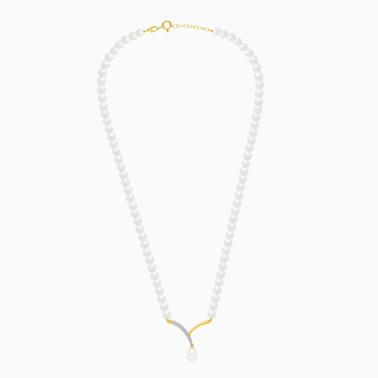 18K Yellow Gold Pearl Necklace with Natural Diamonds – Danah Diamond Collection
