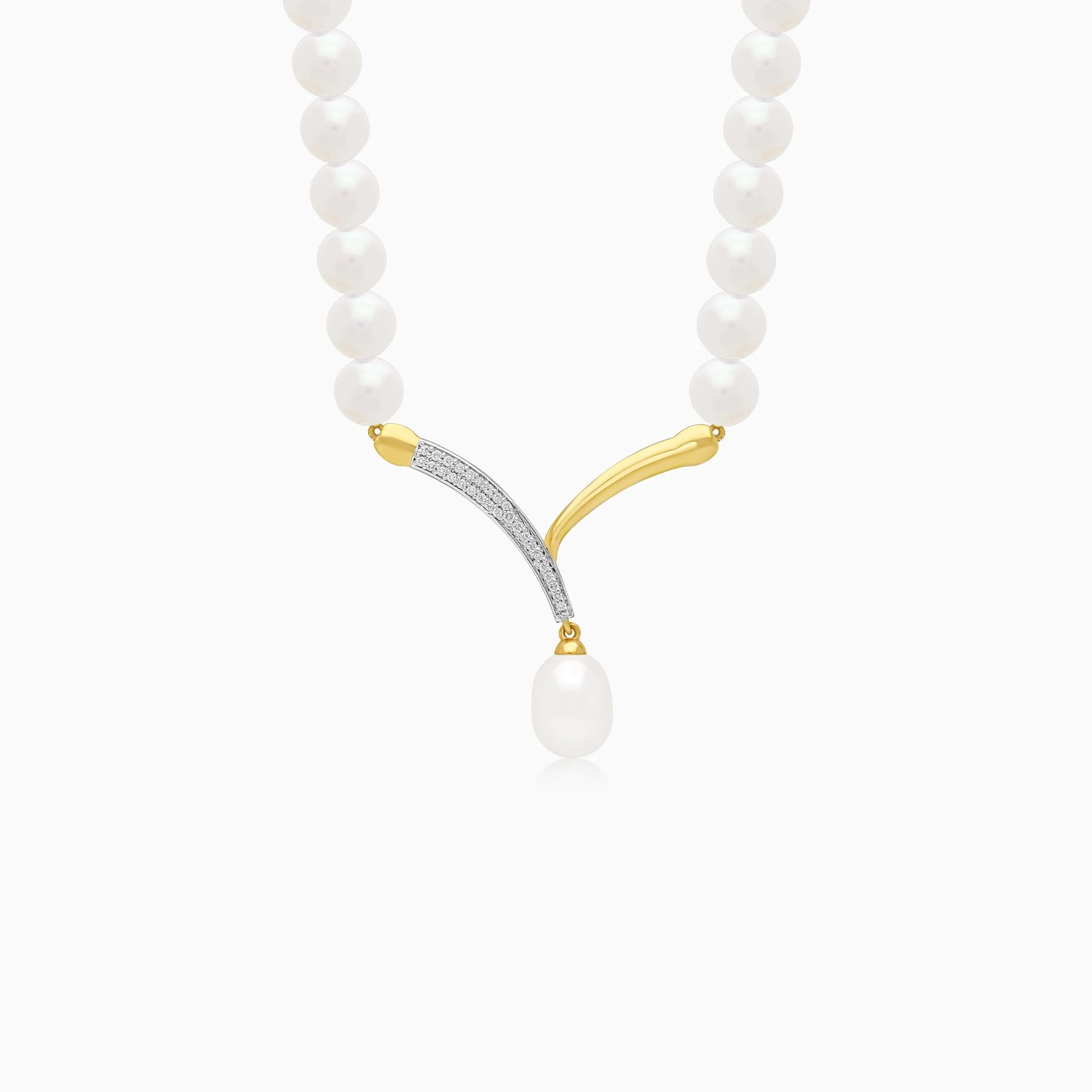 18k Yellow Gold Pearl Necklace with Natural Diamonds | Danah Diamond Collection