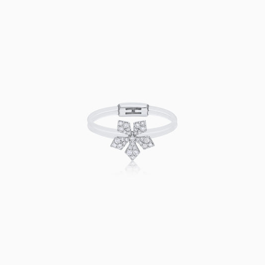 Snowflake-Inspired 18K White Gold Diamond Ring from the Float Collection