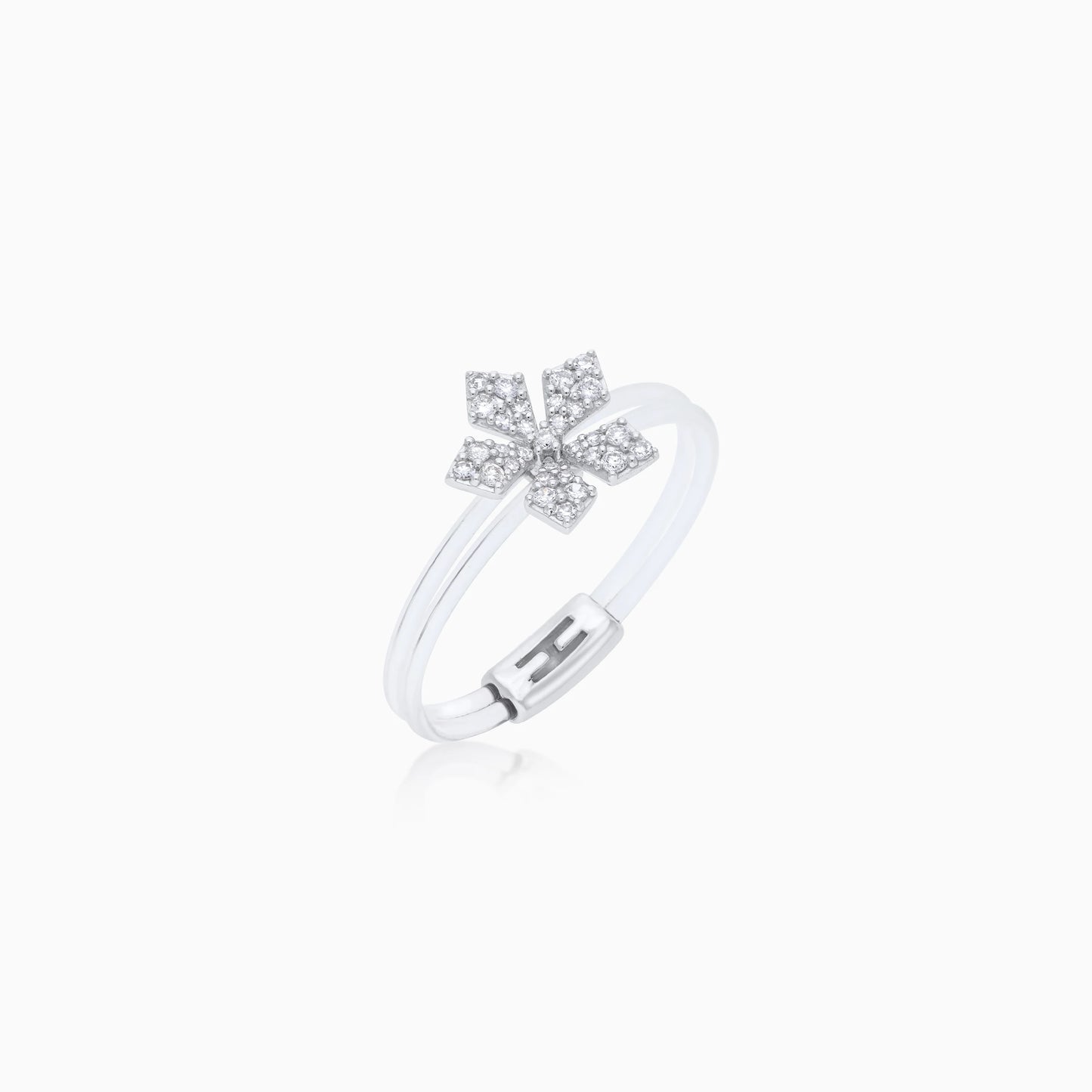 Snowflake-Inspired 18K White Gold Diamond Ring from the Float Collection