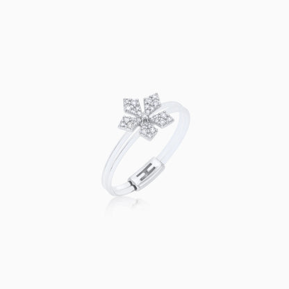 Snowflake-Inspired 18K White Gold Diamond Ring from the Float Collection