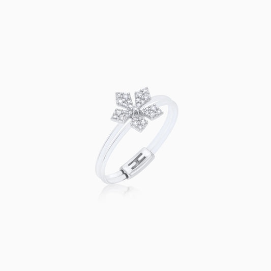 Snowflake-Inspired 18K White Gold Diamond Ring from the Float Collection