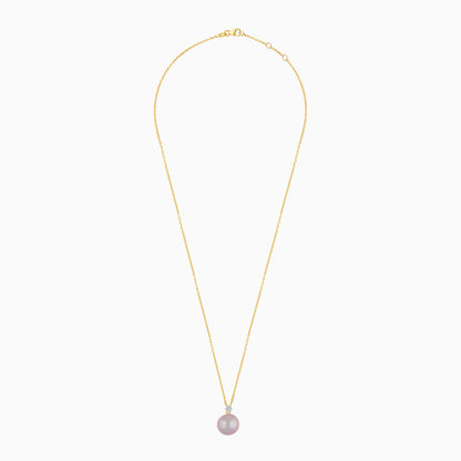 18K Yellow Gold Freshwater Pearl and Natural Diamond Pendant