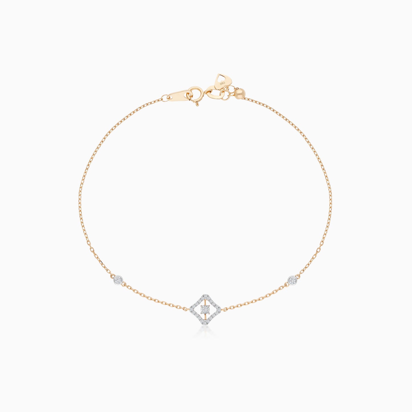 18k Yellow gold bracelet decorated by natural diamond