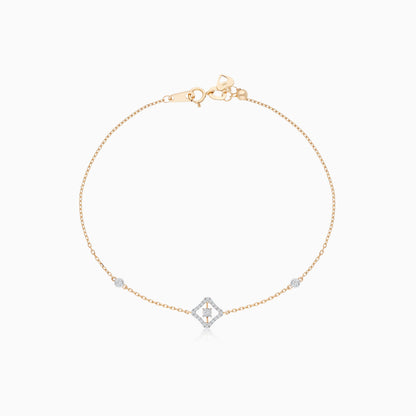18k Yellow gold bracelet decorated by natural diamond