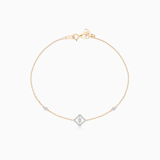 18k Yellow gold bracelet decorated by natural diamond