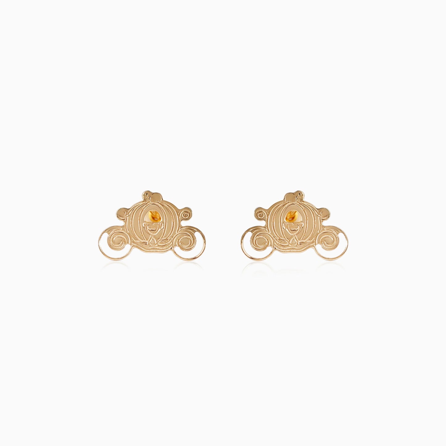 18k Yellow Gold Disney Princess Cinderella Carriage Earrings for Kids | Disney Collection
