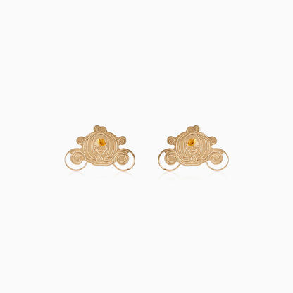 18k Yellow Gold Disney Princess Cinderella Carriage Earrings for Kids | Disney Collection