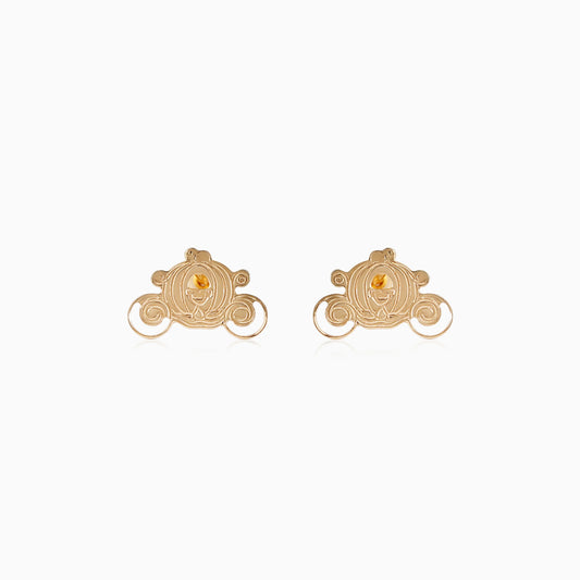 18k Yellow Gold Disney Princess Cinderella Carriage Earrings for Kids | Disney Collection