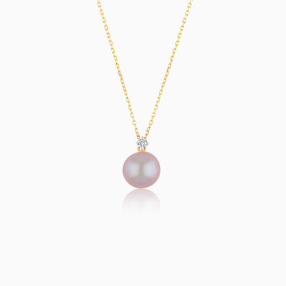 18K Yellow Gold Freshwater Pearl and Natural Diamond Pendant