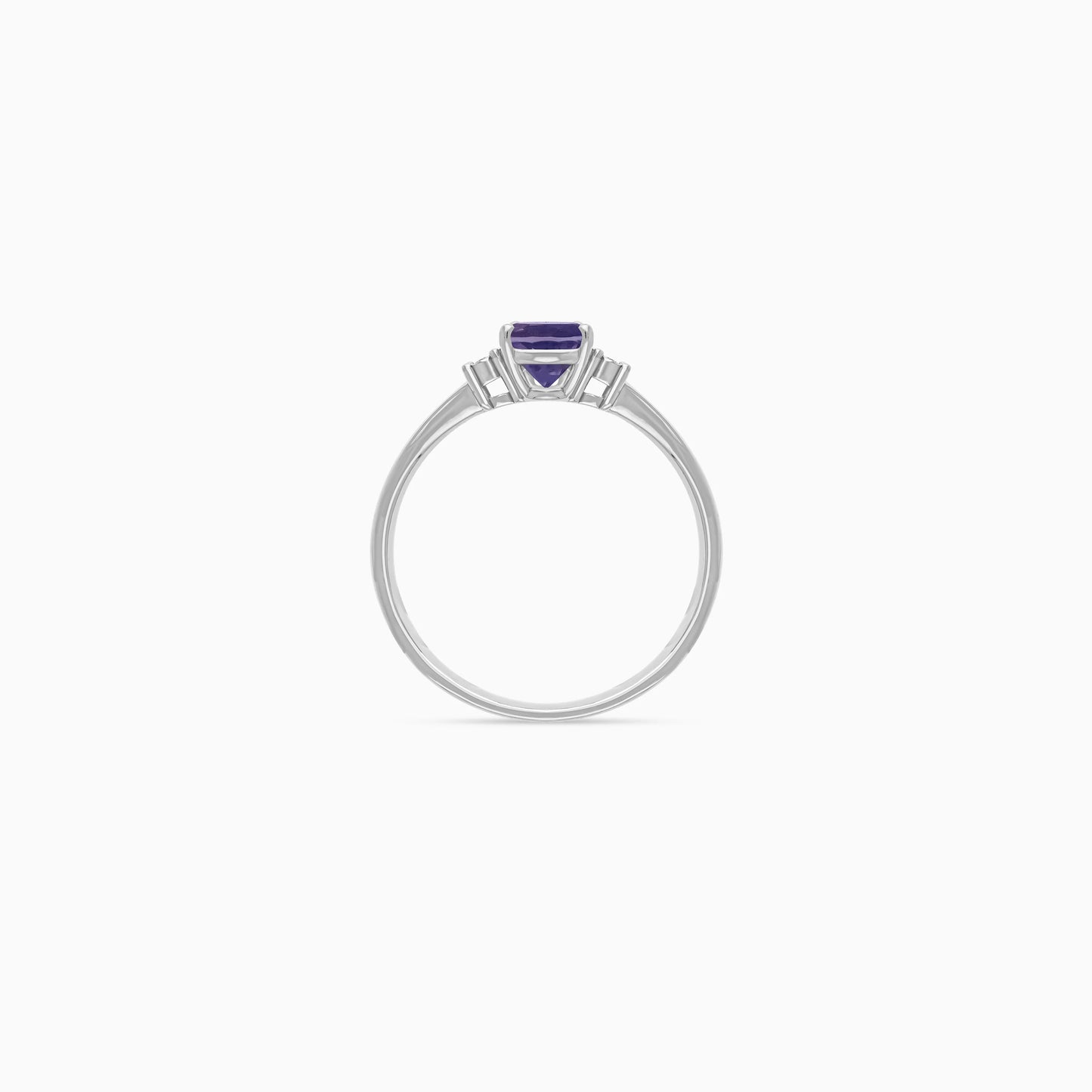 Sophisticated Iolite and Natural Diamond Ring in 18k White Gold – Colour Classic