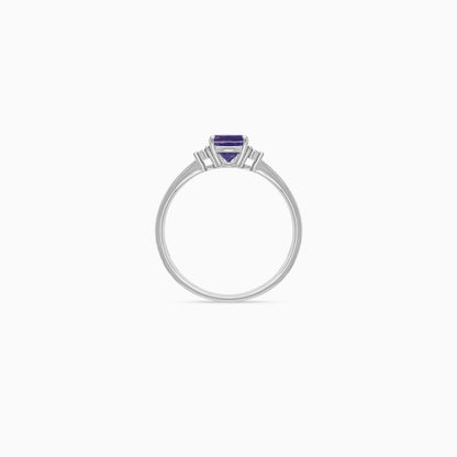 Sophisticated Iolite and Natural Diamond Ring in 18k White Gold – Colour Classic