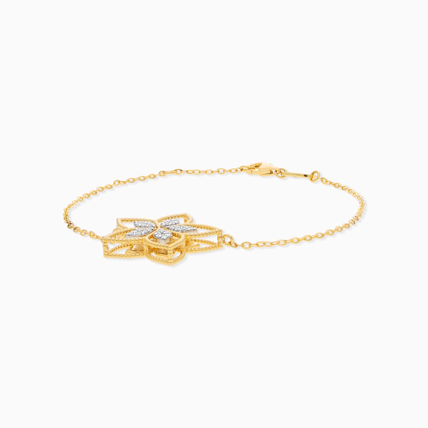 18K Yellow Gold Floral Diamond Bracelet – Fortuna Diamond Collection