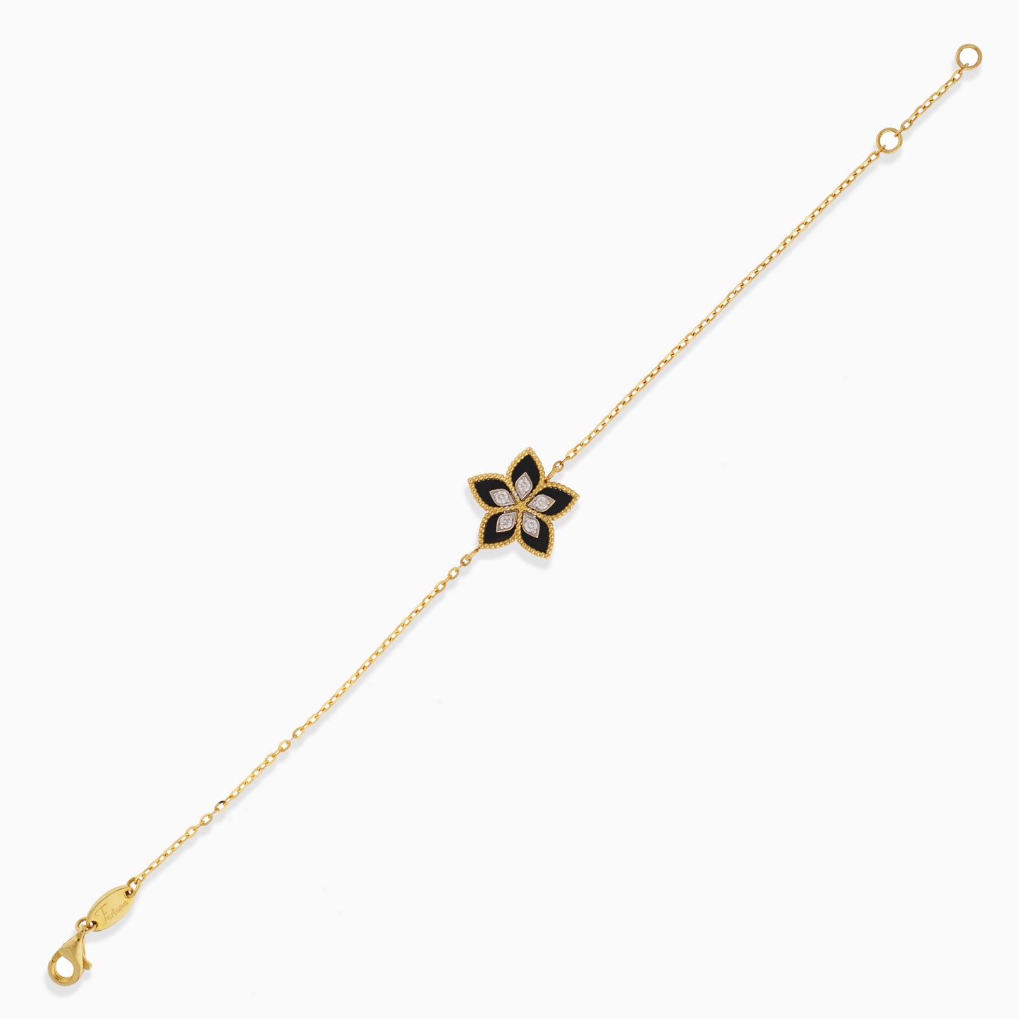 18K Yellow Gold Diamond Bracelet with Black Onyx