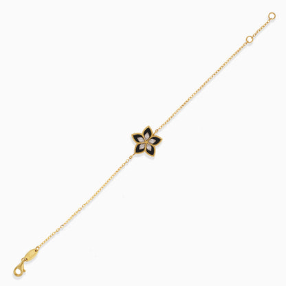 18K Yellow Gold Diamond Bracelet with Black Onyx