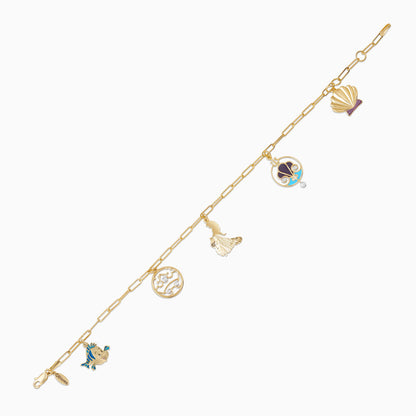 18k Yellow Gold Disney Princess Ariel Charm Bracelet with Natural Diamonds & Enamel | Disney Collection