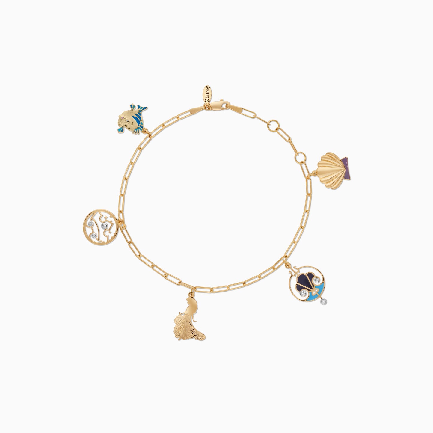 18k Yellow Gold Disney Princess Ariel Charm Bracelet with Natural Diamonds & Enamel | Disney Collection